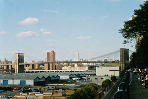 05-10-02 - In Brooklyn: Promenade with vista to Brooklyn Bridge and Empire State Building